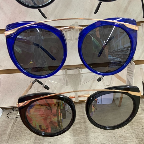 Black alloy frames cat eye pink mirror sunglasses - Picture 3 of 8